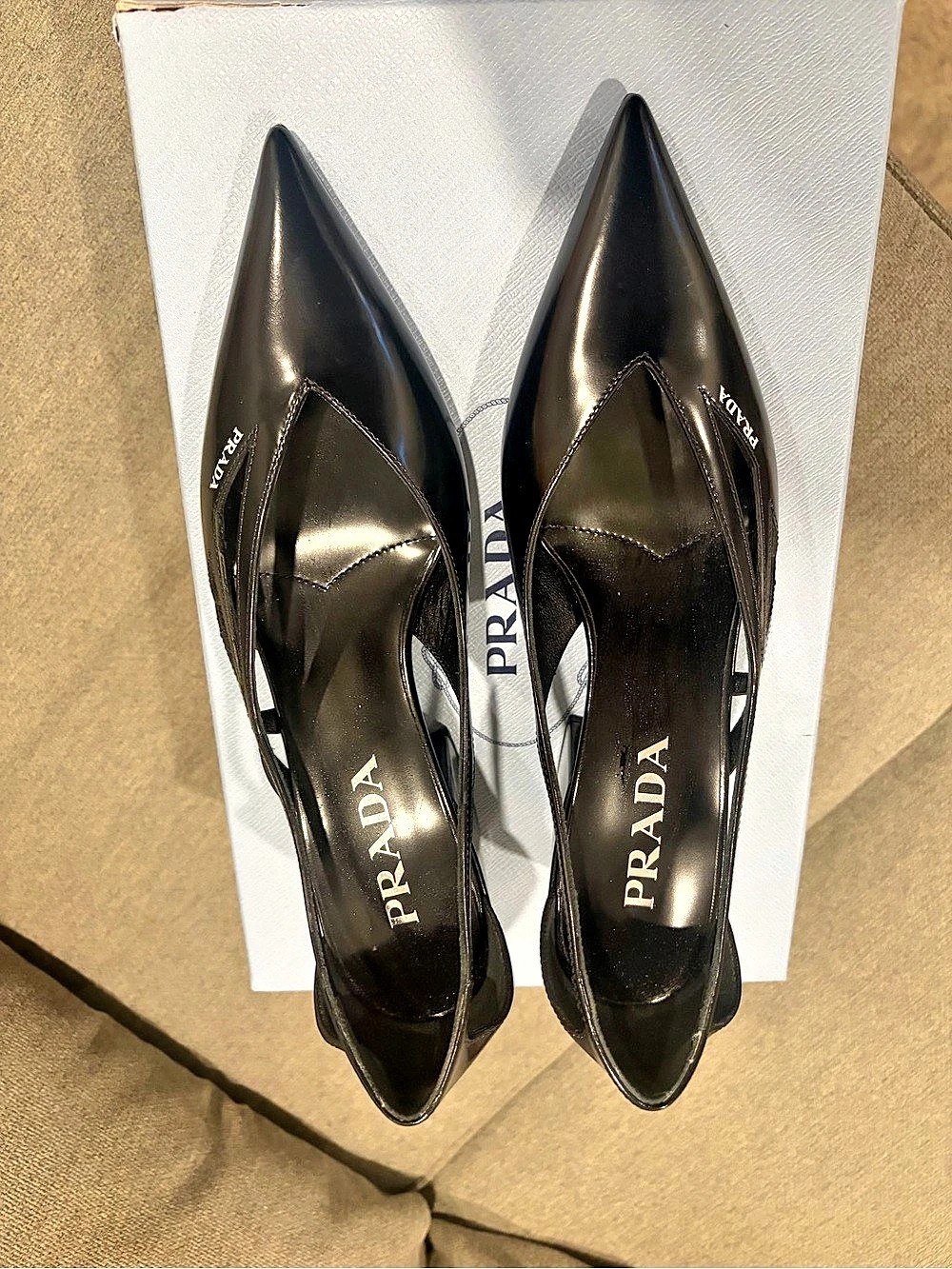 Prada Spazzolato slingback wedge pumps Black EU 36.5